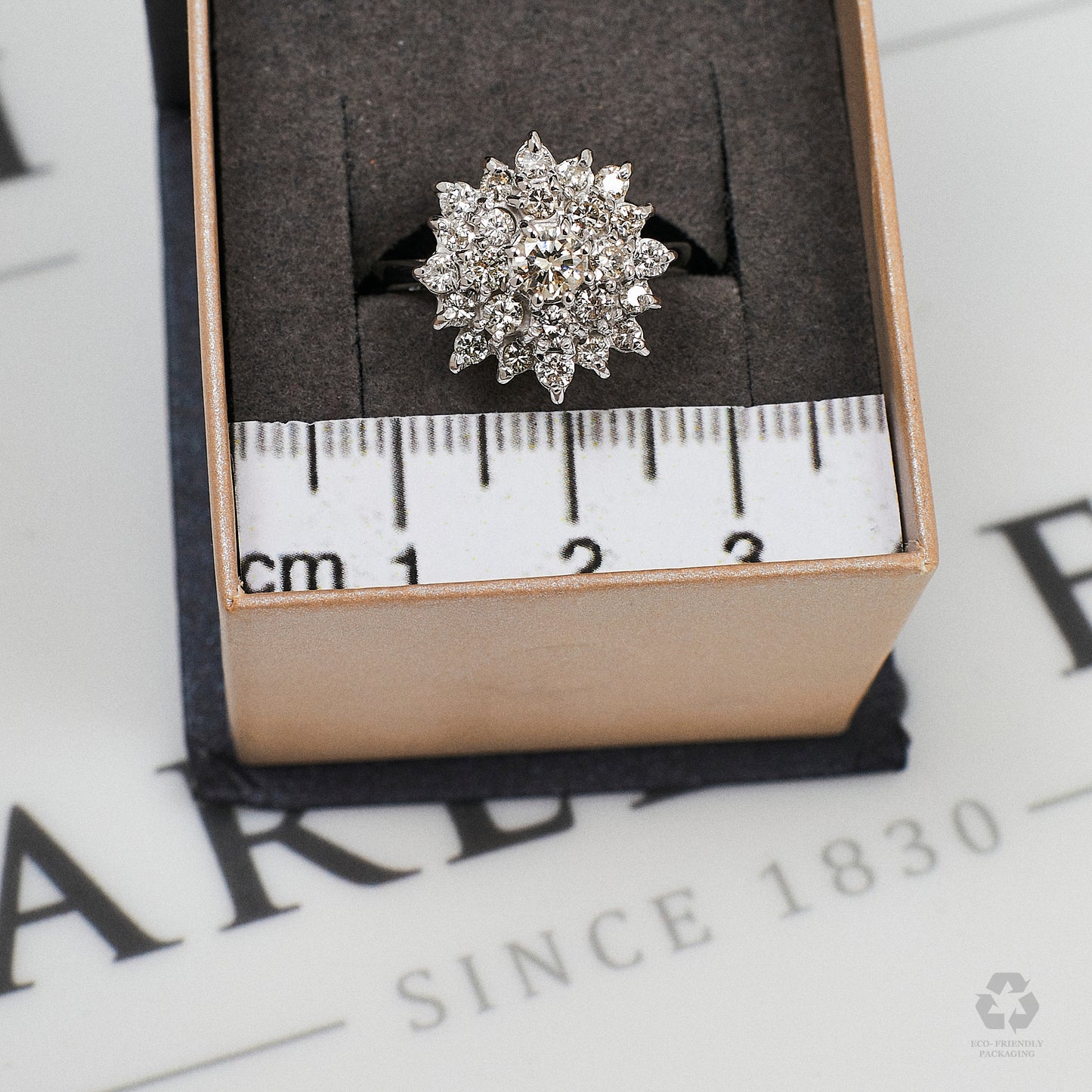 Pre-Owned 18ct White Gold Diamond Cluster Ring Size N