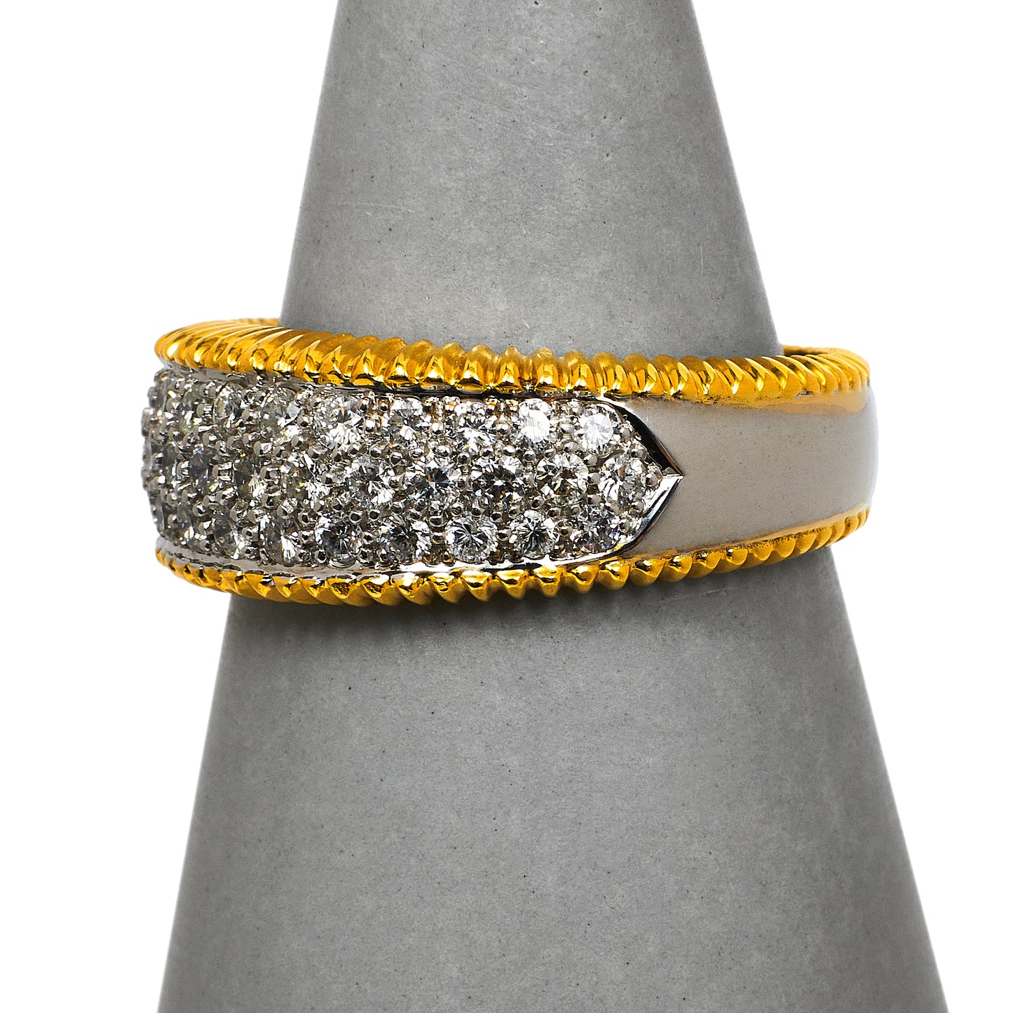 Pre-Owned 18ct White Gold & Diamond Band Ring & Bead Edge