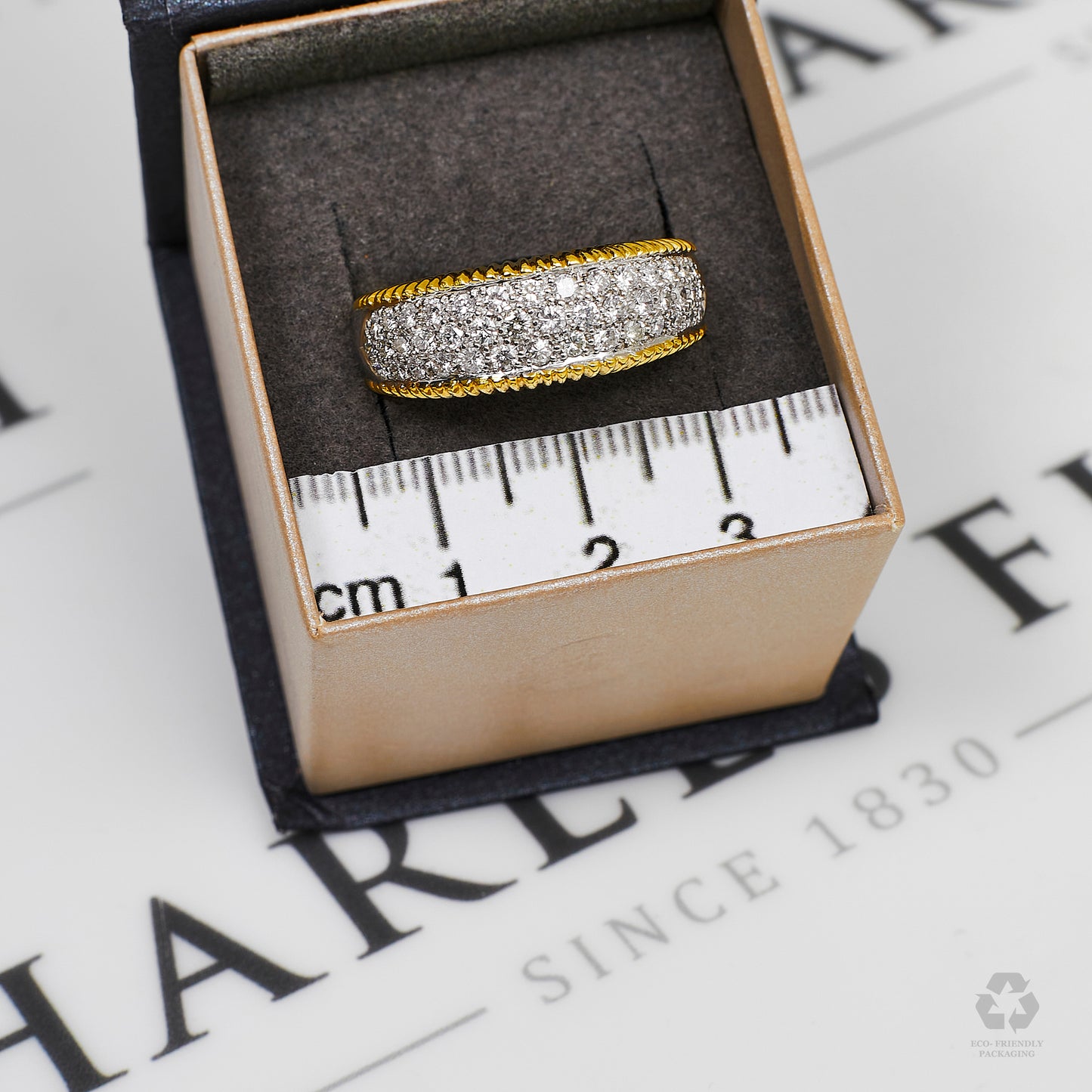 Pre-Owned 18ct White Gold & Diamond Band Ring & Bead Edge