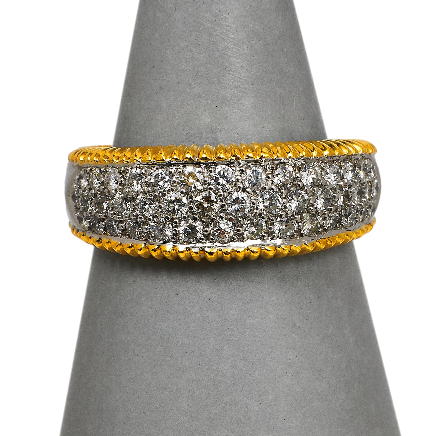 Pre-Owned 18ct White Gold & Diamond Band Ring & Bead Edge