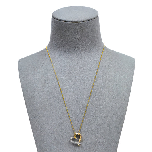 Pre-Owned 9ct Gold CZ Heart Pendant Necklace 18 Inch