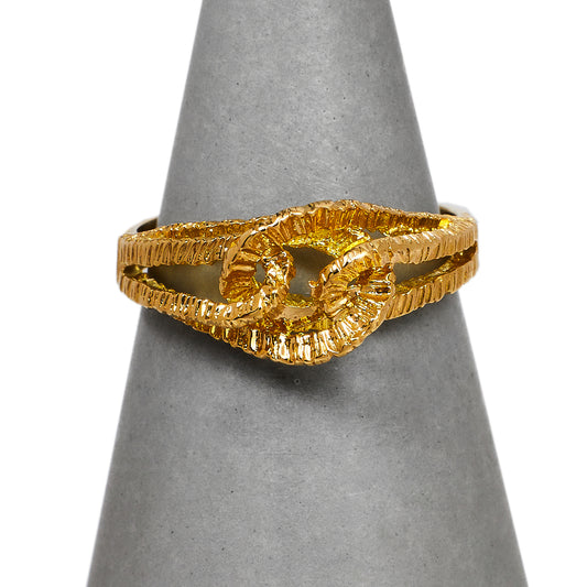 Pre-Owned 9ct Gold Barked Twist Knot Ring Size K