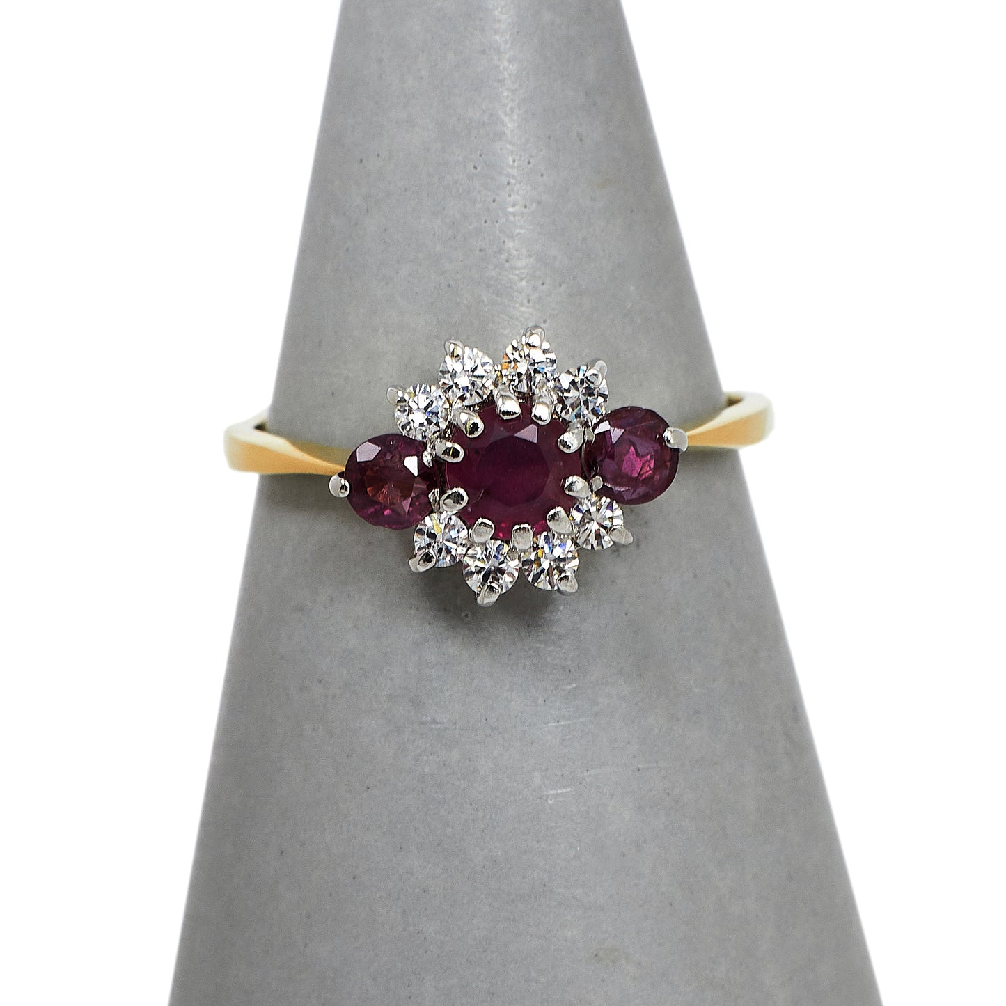 Pre-Owned 9ct Gold Ruby & CZ Dress Ring Size K.5