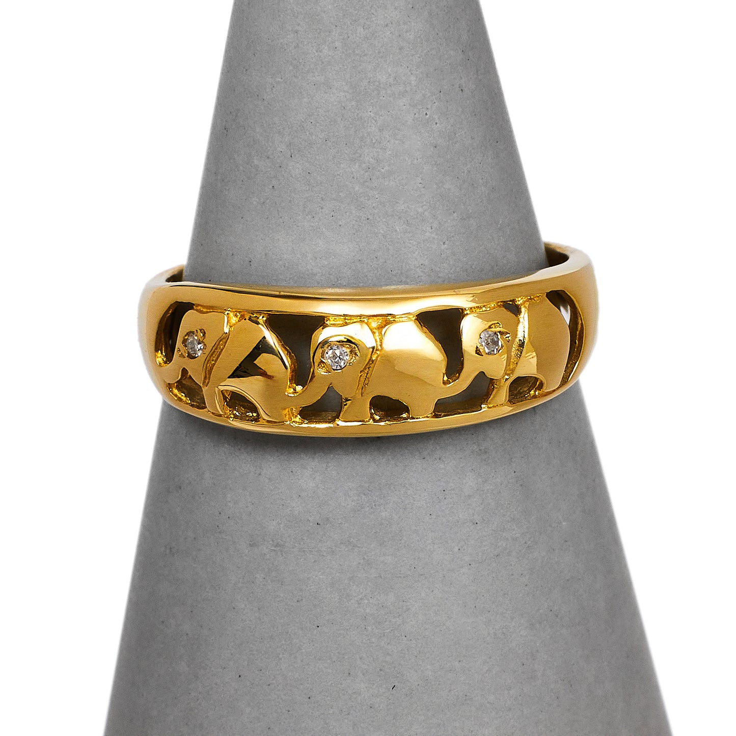 Pre-Owned 9ct Gold & 3 Diamond Elephant Ring Size K.5