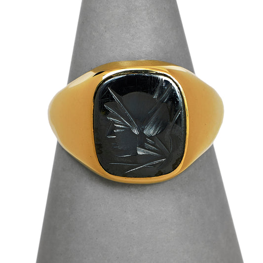 Pre-Owned 9ct Gold Hematite Intaglio Signet Ring Size Q