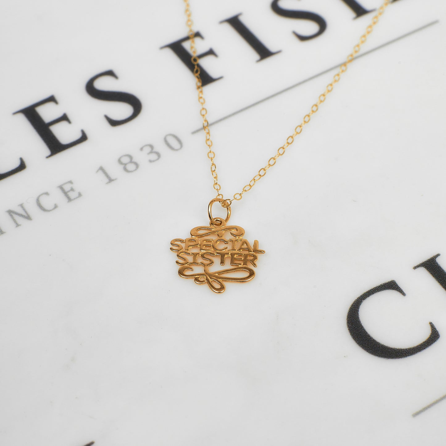 Pre-Owned 9ct Gold Special Sister Pendant & Chain Necklace
