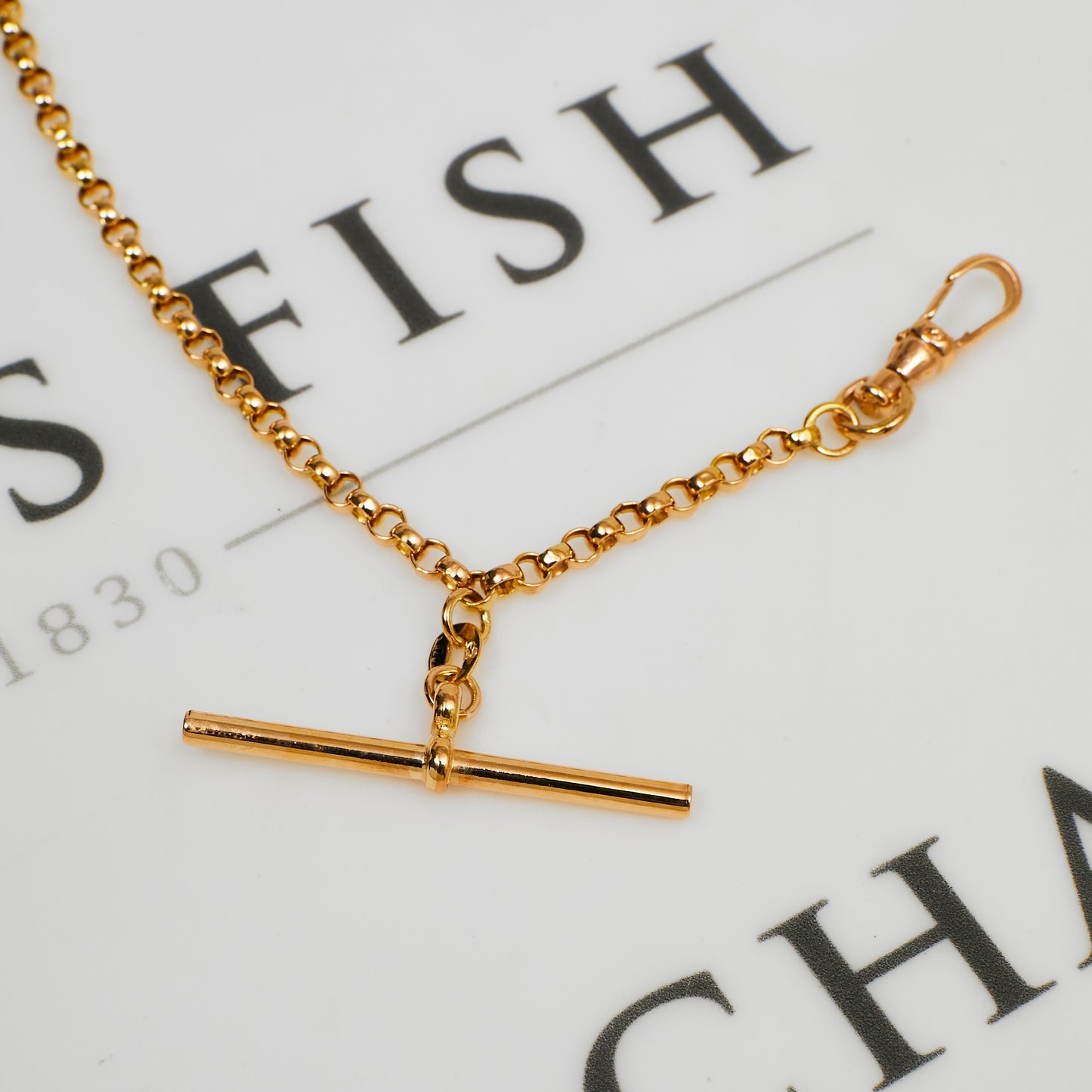 Pre-Owned 9ct Gold Belcher Chain Bracelet & TBar 7 Inch