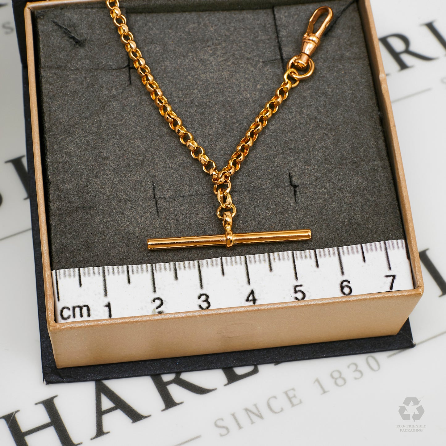 Pre-Owned 9ct Gold Belcher Chain Bracelet & TBar 7 Inch