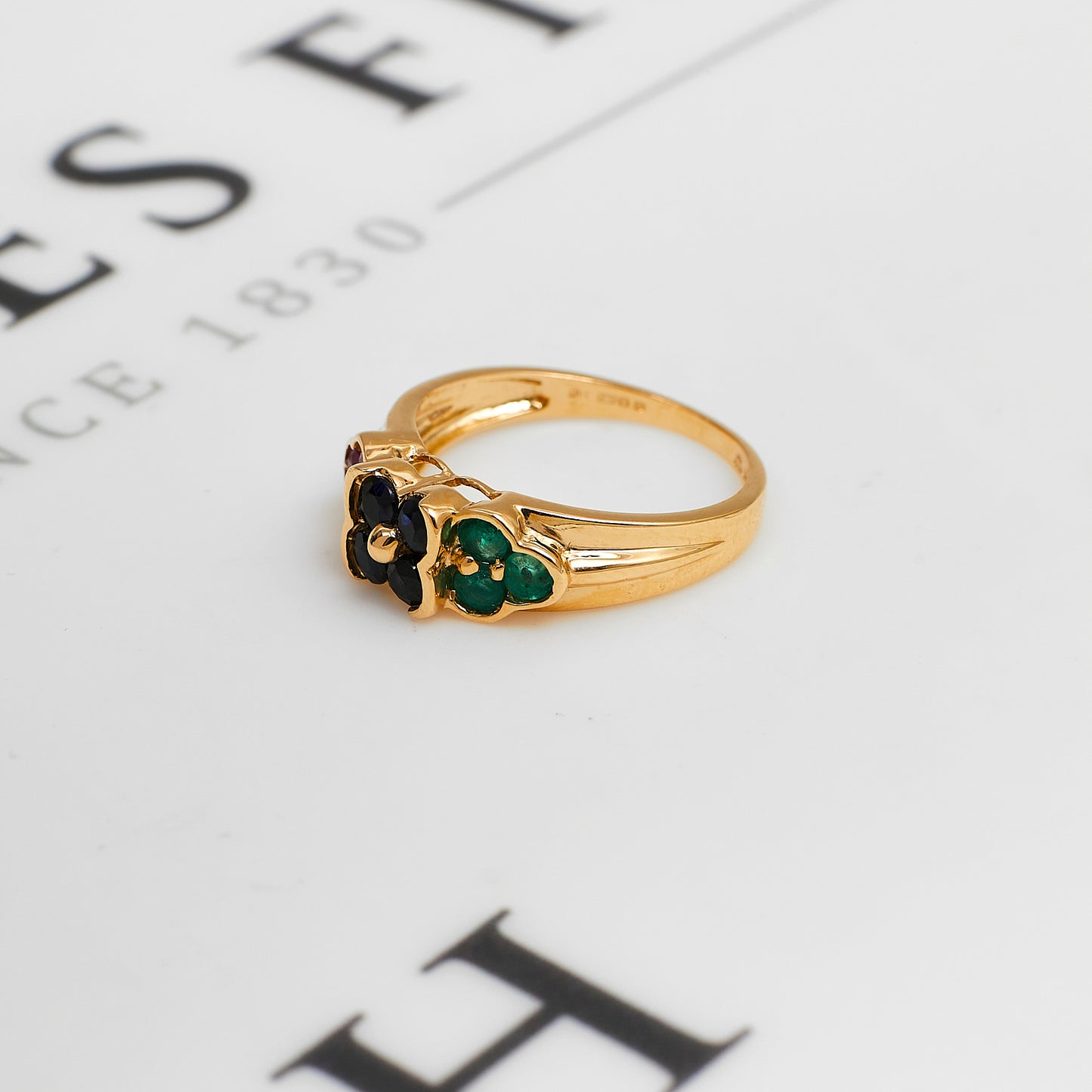 Pre-Owned 9ct Gold Multi Gemstone Dress Ring Size L