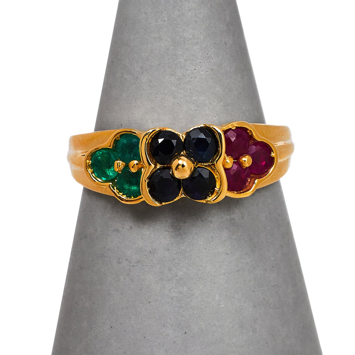 Pre-Owned 9ct Gold Multi Gemstone Dress Ring Size L