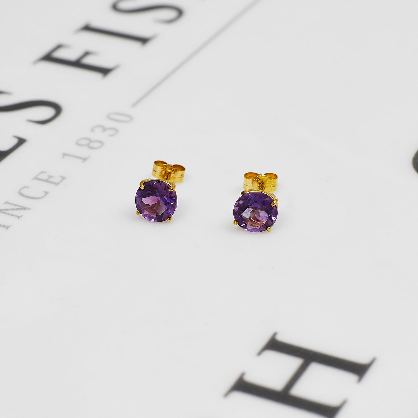 Pre-Owned 9ct Gold Amethyst Stud Earrings