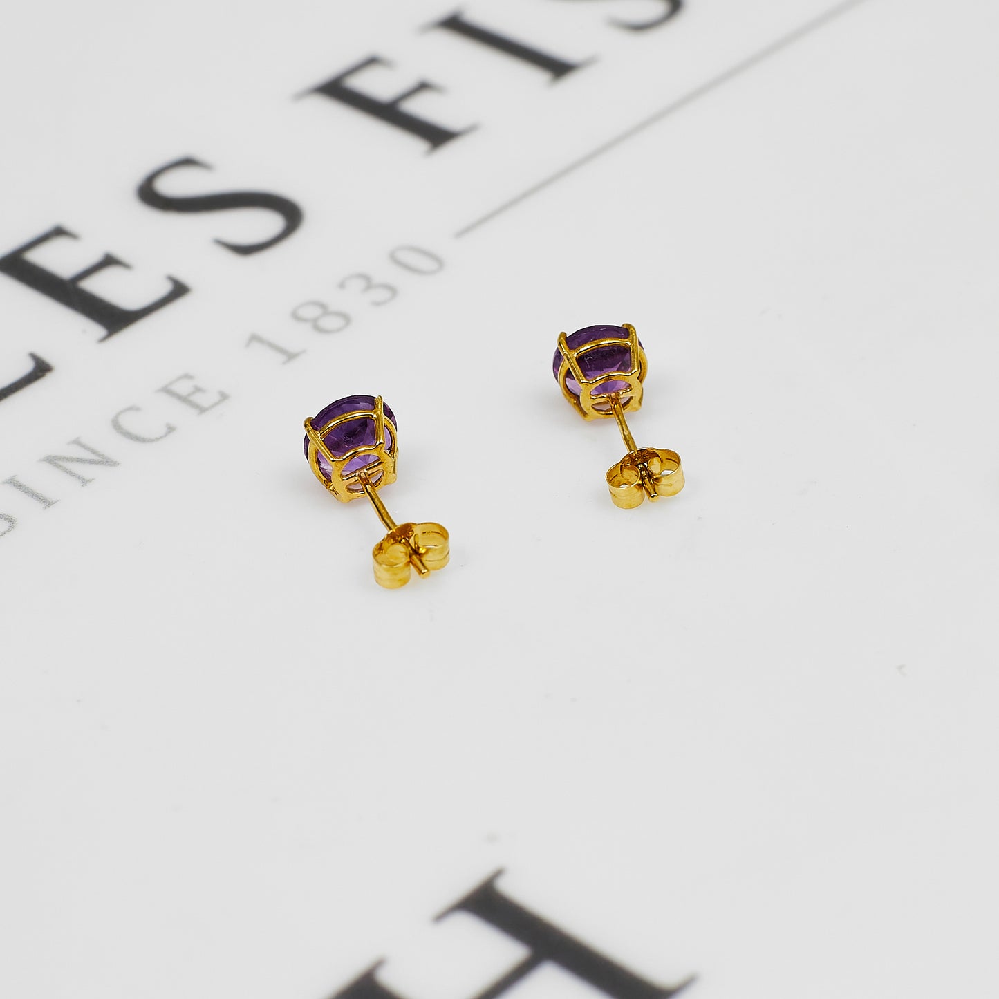Pre-Owned 9ct Gold Amethyst Stud Earrings