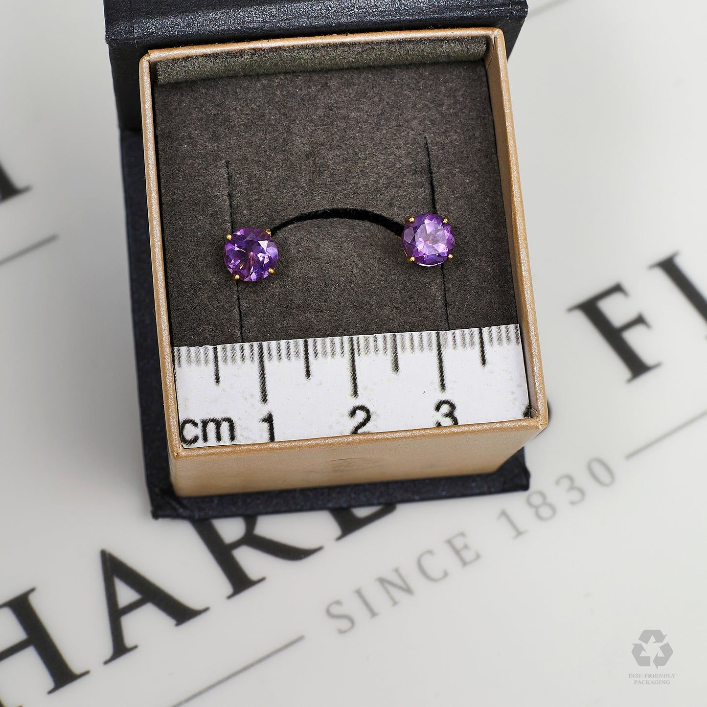 Pre-Owned 9ct Gold Amethyst Stud Earrings