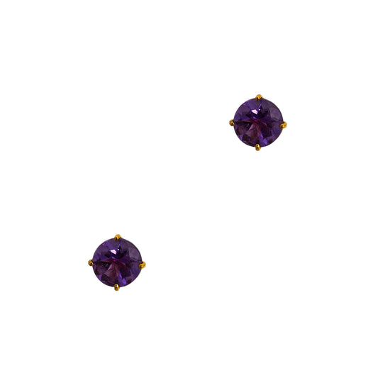 Pre-Owned 9ct Gold Amethyst Stud Earrings