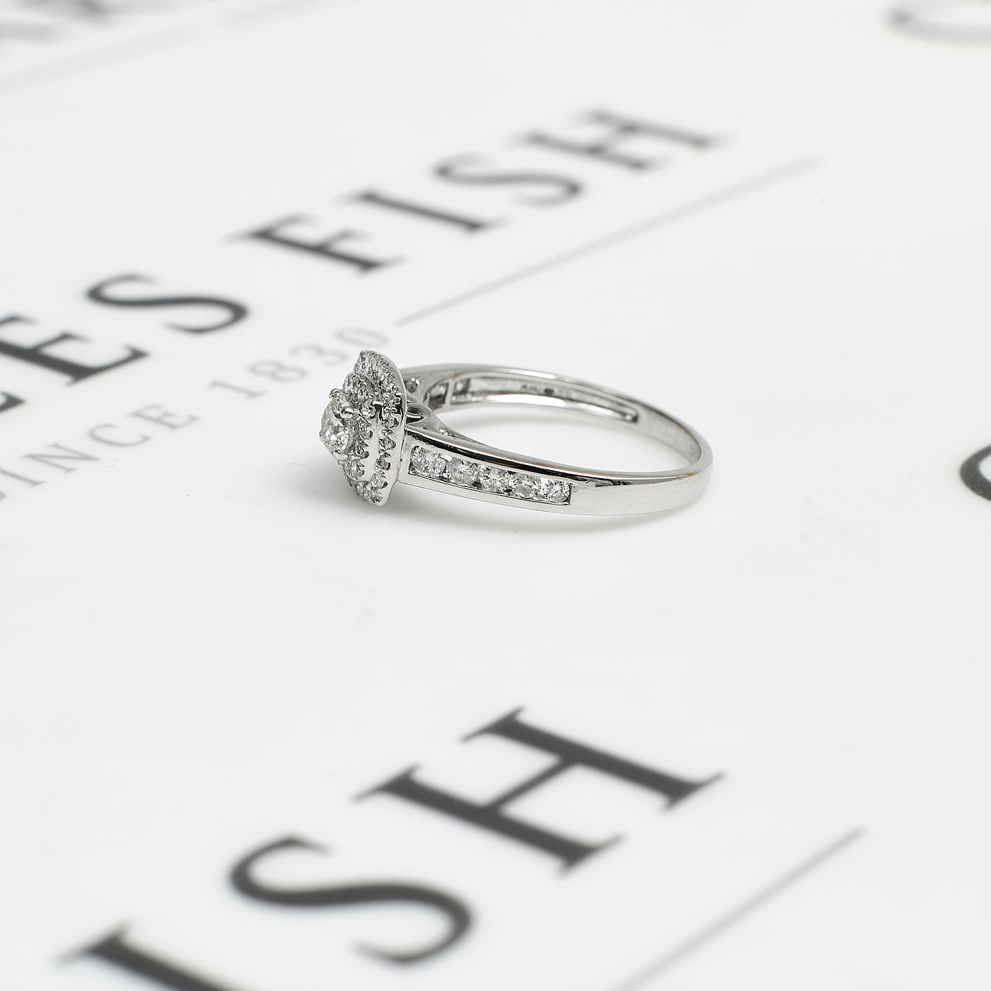 Pre-Owned 18ct White Gold & Diamond Square Cluster Ring