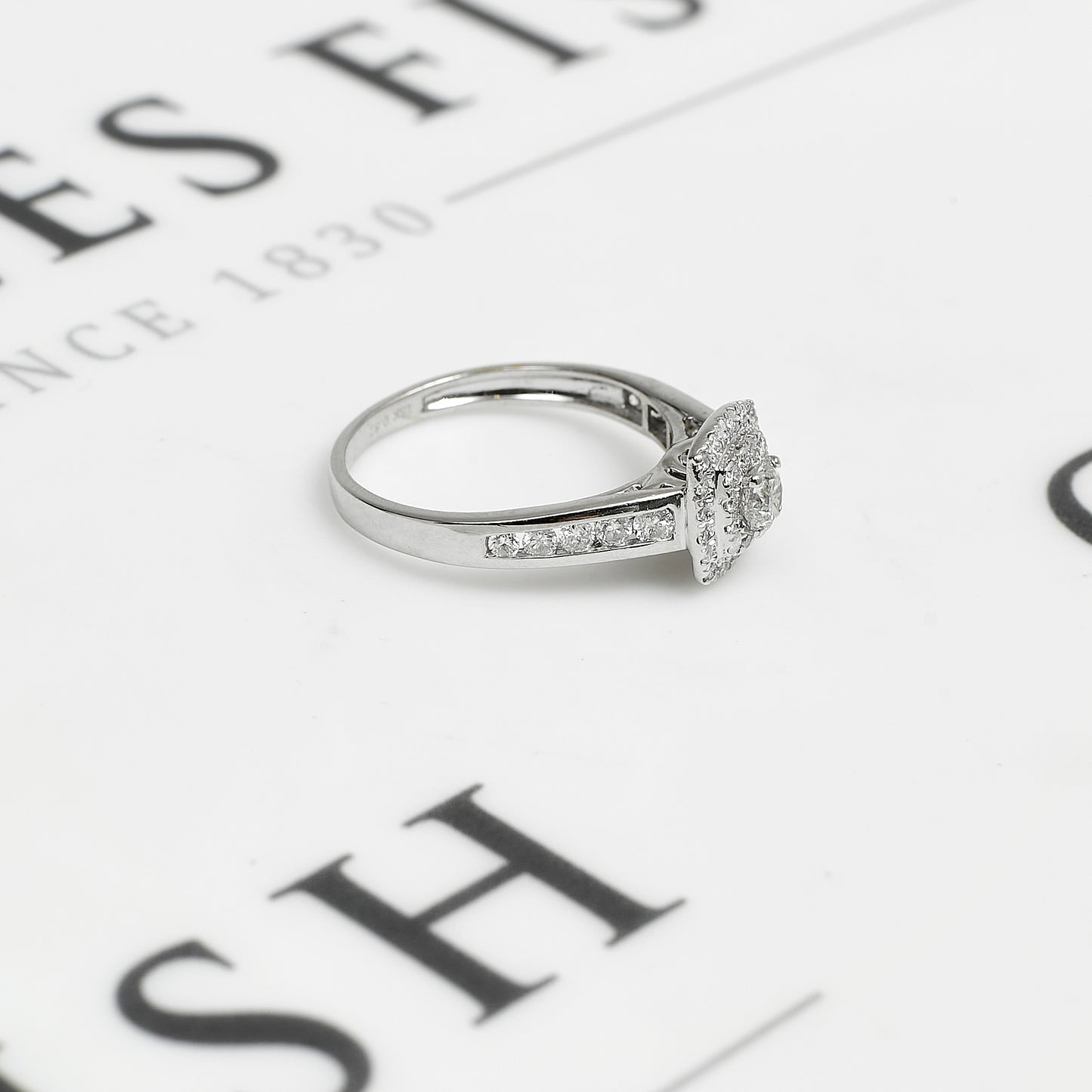 Pre-Owned 18ct White Gold & Diamond Square Cluster Ring