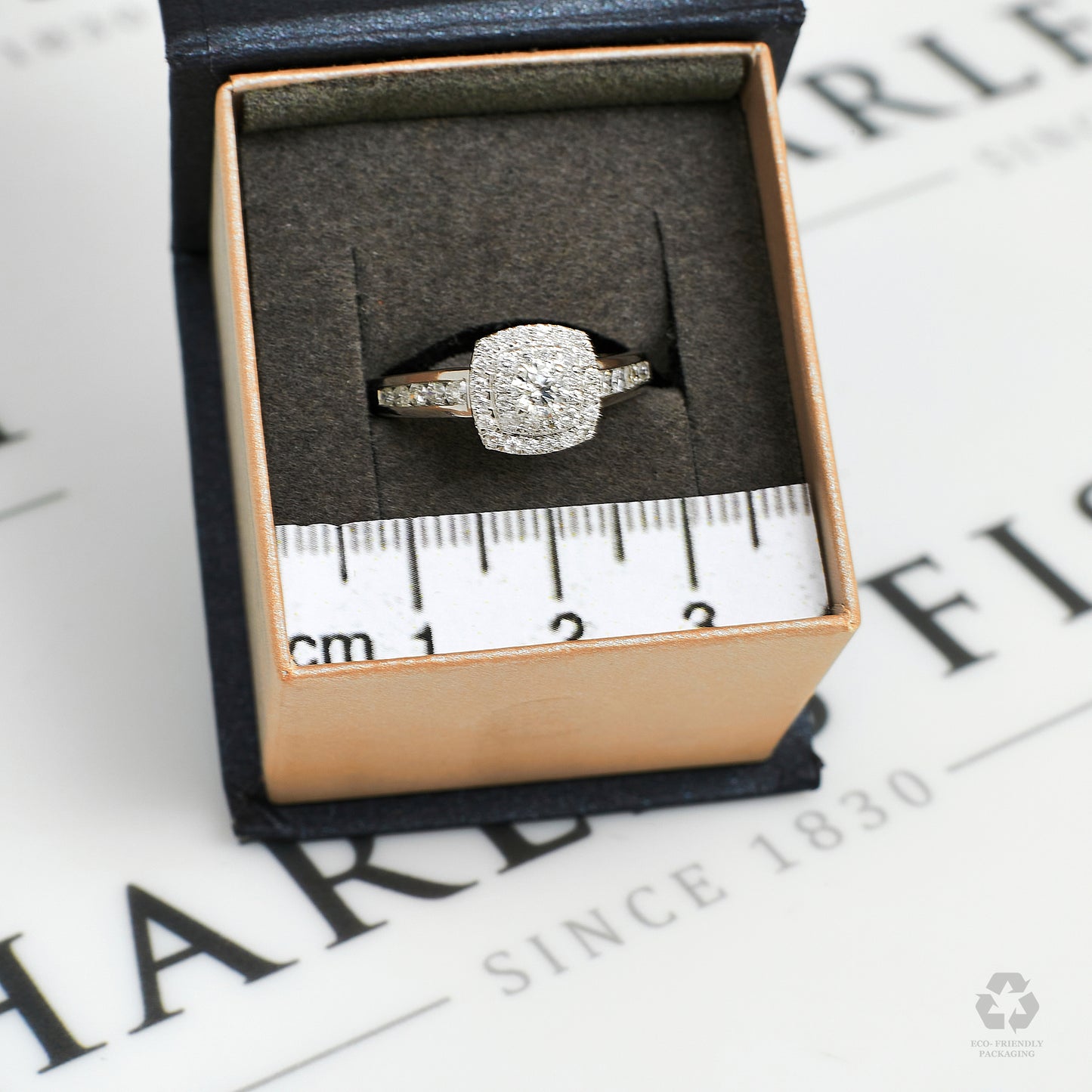 Pre-Owned 18ct White Gold & Diamond Square Cluster Ring