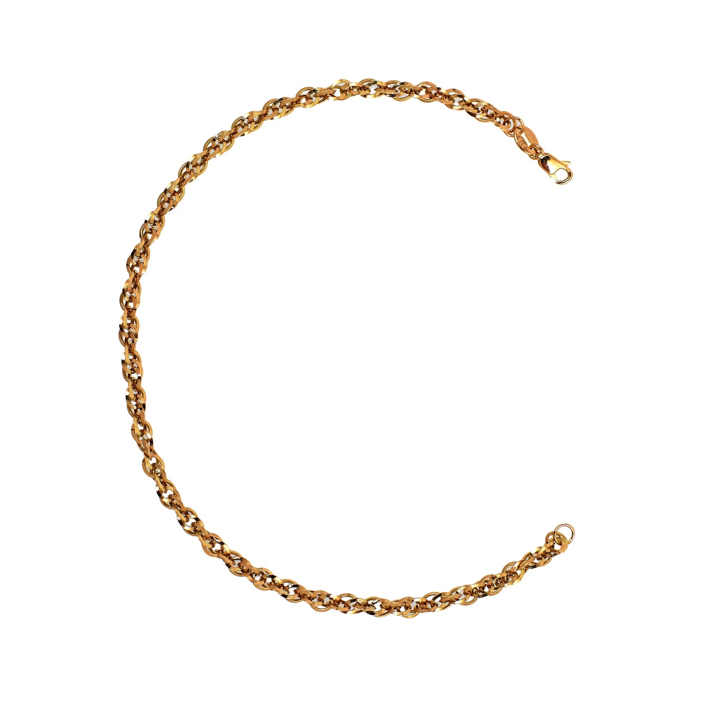 Pre-Owned 9ct Gold Twist Oval Link Bracelet 7.5 Inch