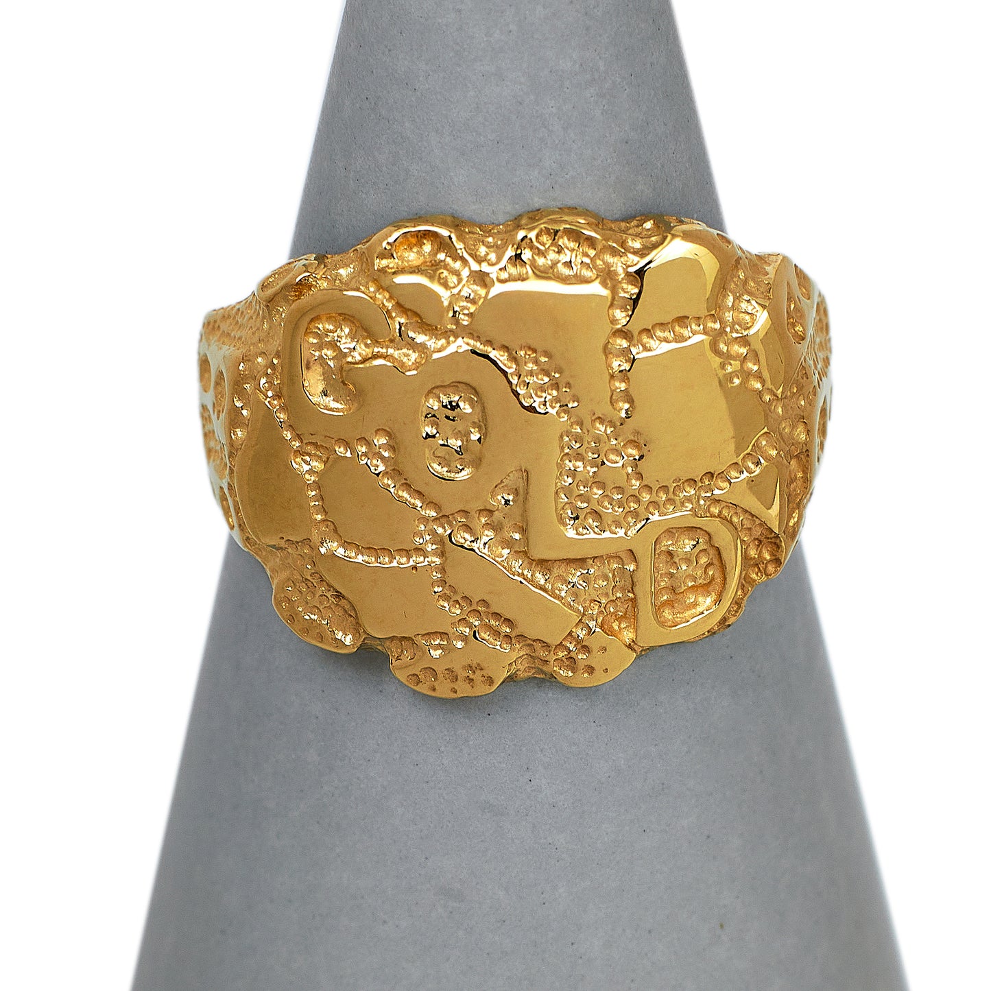 Pre-Owned 9ct Gold Barked GOLD Design Ring Size Q