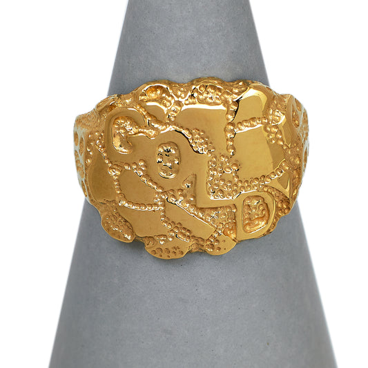 Pre-Owned 9ct Gold Barked GOLD Design Ring Size Q