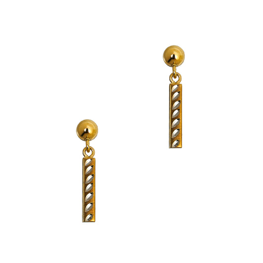 Pre-Owned 9ct Gold 2 Tone Drop Earrings