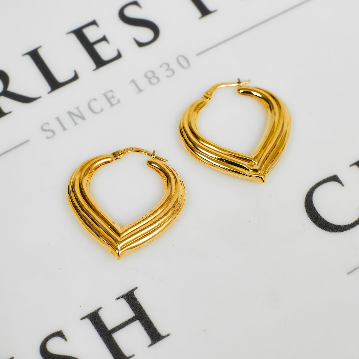 Pre-Owned 9ct Gold Pointed Creole Hoop Earrings