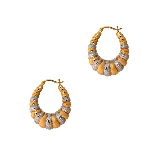 Pre-Owned 9ct Gold 2 Tone Creole Hoop Earrings