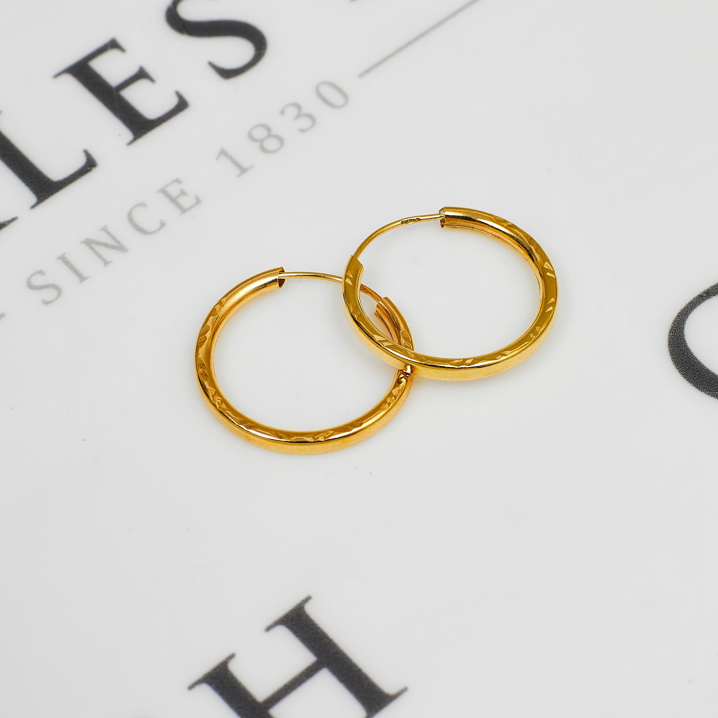 Pre-Owned 9ct Gold Sleeper Hoop Earrings