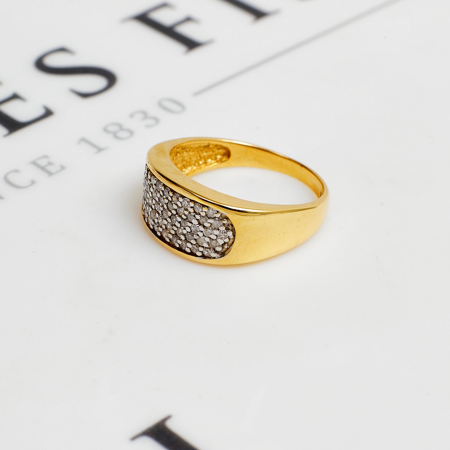 Pre-Owned 9ct Gold 5 Row Diamond Dress Ring Size P.5