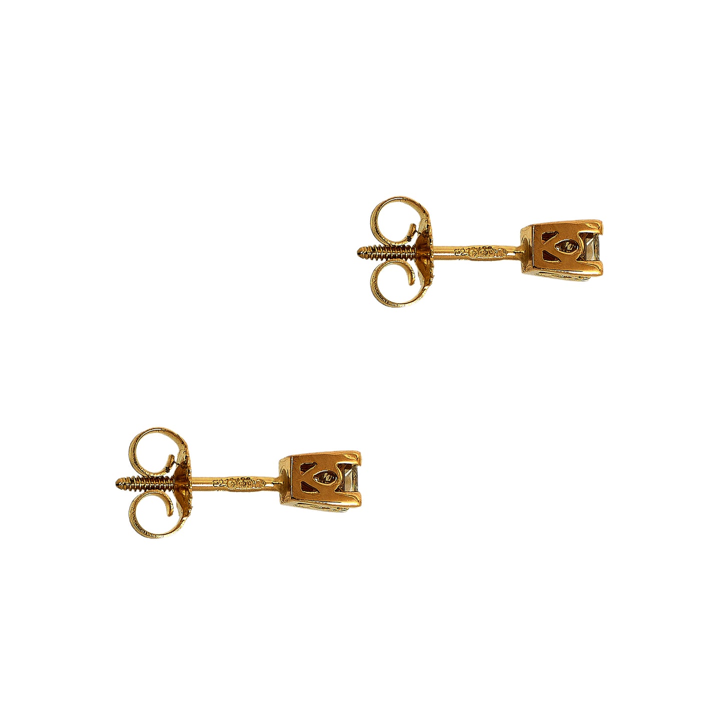 Pre-Owned 14ct Gold Princess Cut Diamond Stud Earrings