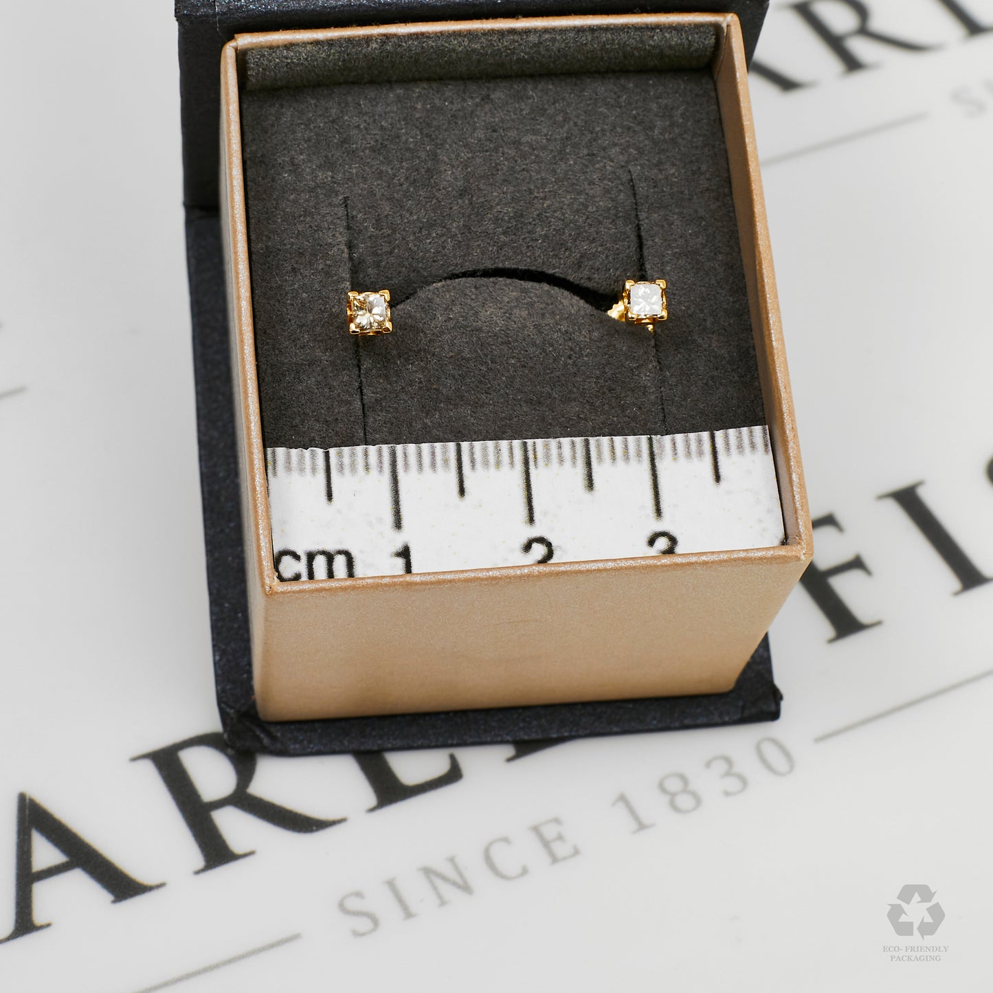 Pre-Owned 14ct Gold Princess Cut Diamond Stud Earrings