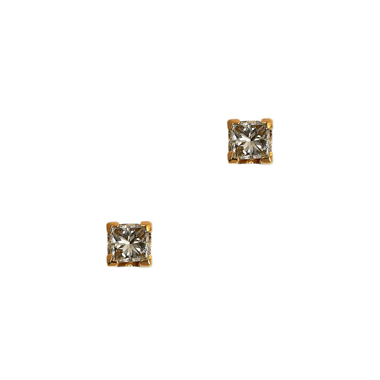 Pre-Owned 14ct Gold Princess Cut Diamond Stud Earrings
