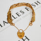 Pre-Owned 9ct Gold 4 Bar Gate Bracelet & Heart Padlock