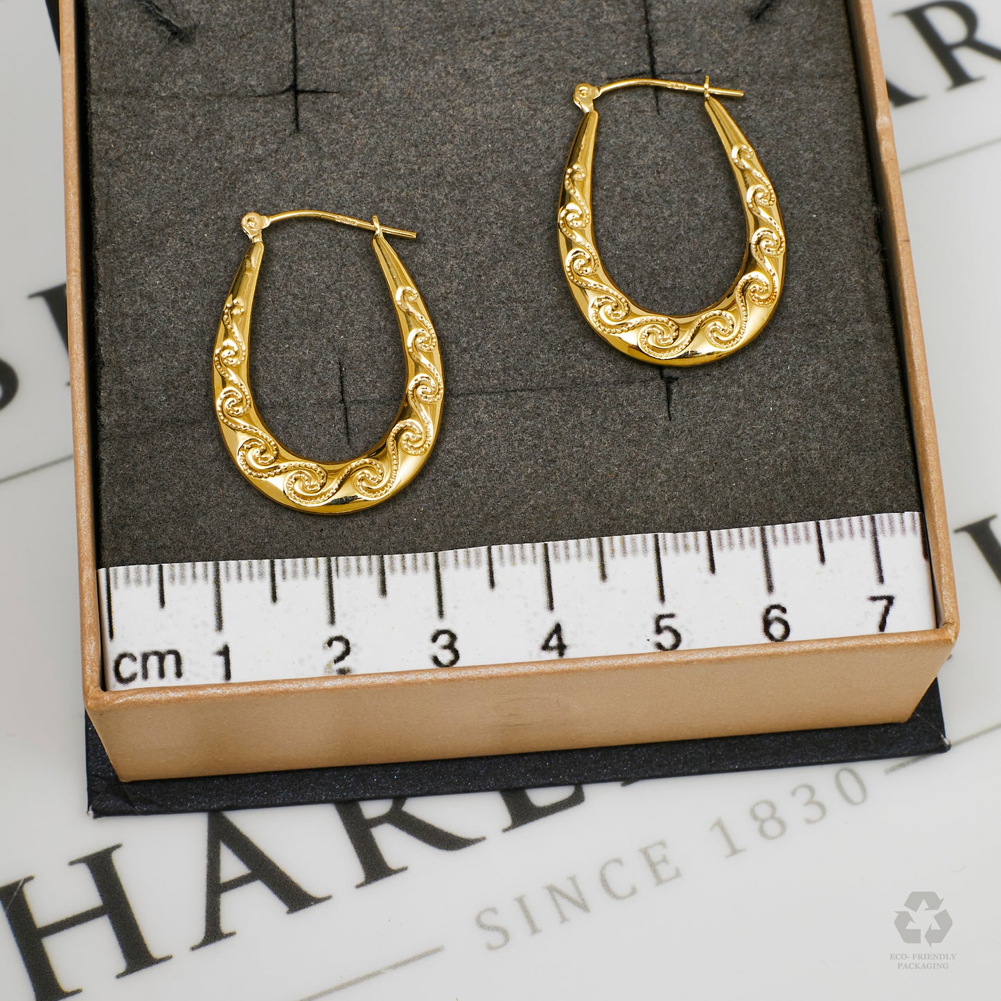 Pre-Owned 9ct Gold Horse Shoe Swirl Design Creole Earrings