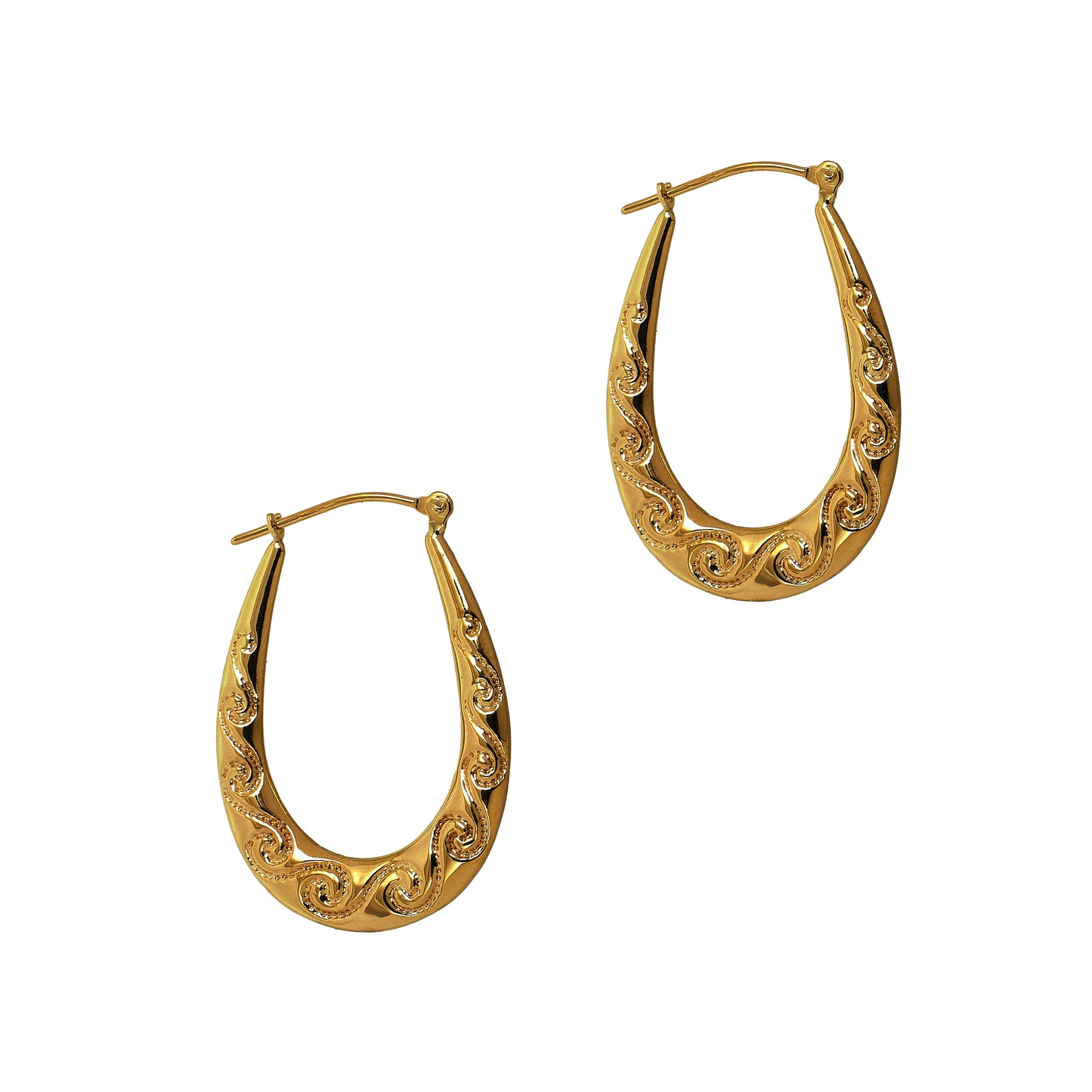 Pre-Owned 9ct Gold Horse Shoe Swirl Design Creole Earrings