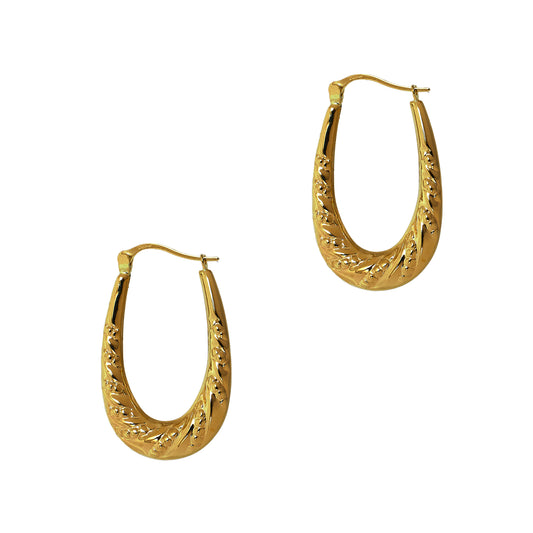 Pre-Owned 9ct Gold Horse Shoe Twist Design Creole Earrings