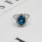 Pre-Owned 18ct White Gold Blue Topaz & Diamond Cluster Ring