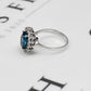Pre-Owned 18ct White Gold Blue Topaz & Diamond Cluster Ring
