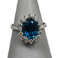 Pre-Owned 18ct White Gold Blue Topaz & Diamond Cluster Ring