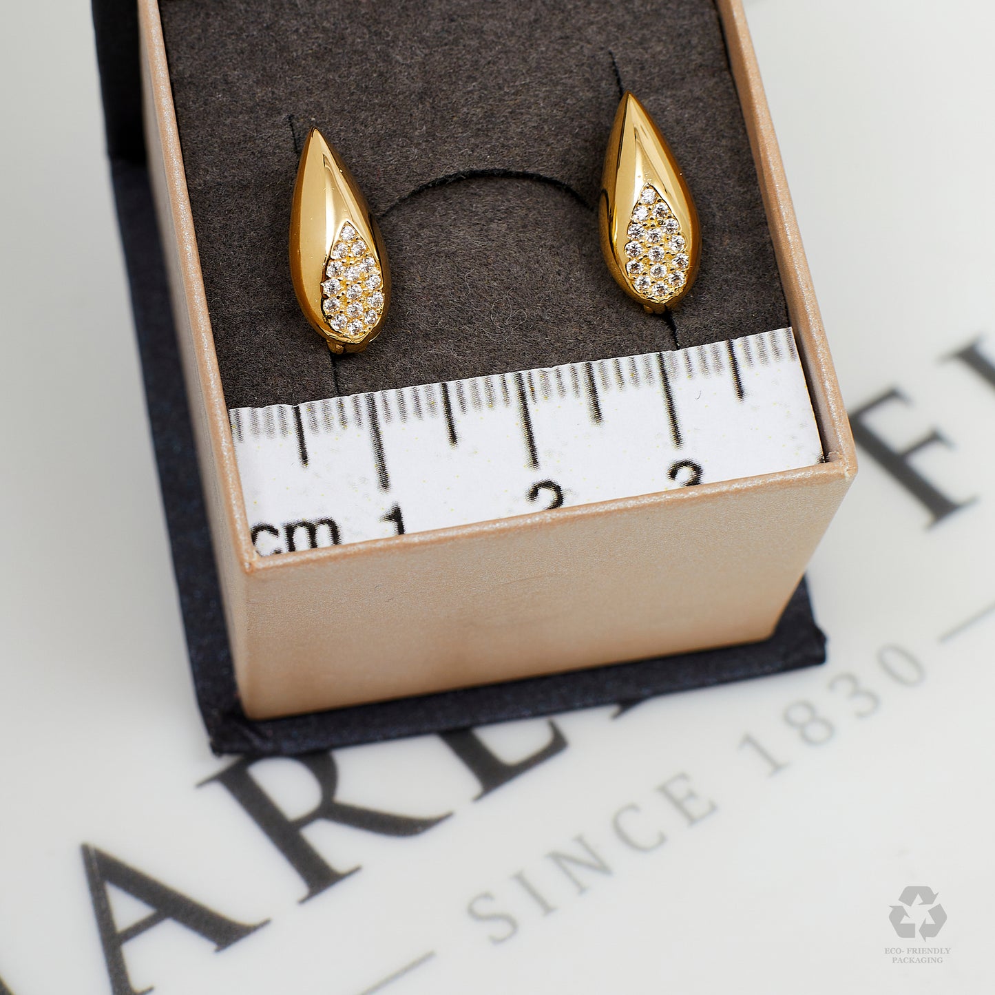 Pre-Owned 14ct Gold & CZ Drop Earrings