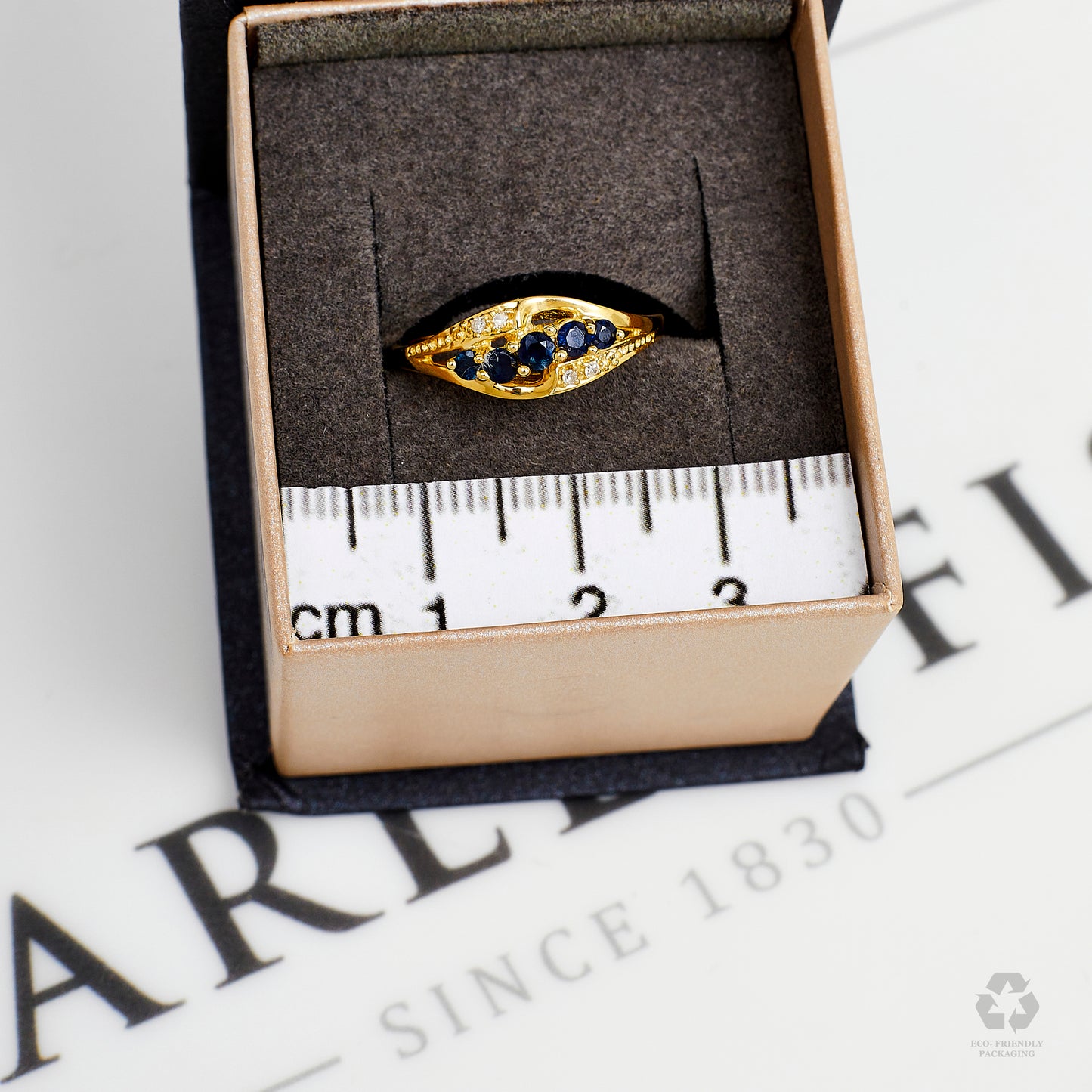 Pre-Owned 14ct Gold Sapphire & Diamond Dress Ring Size M