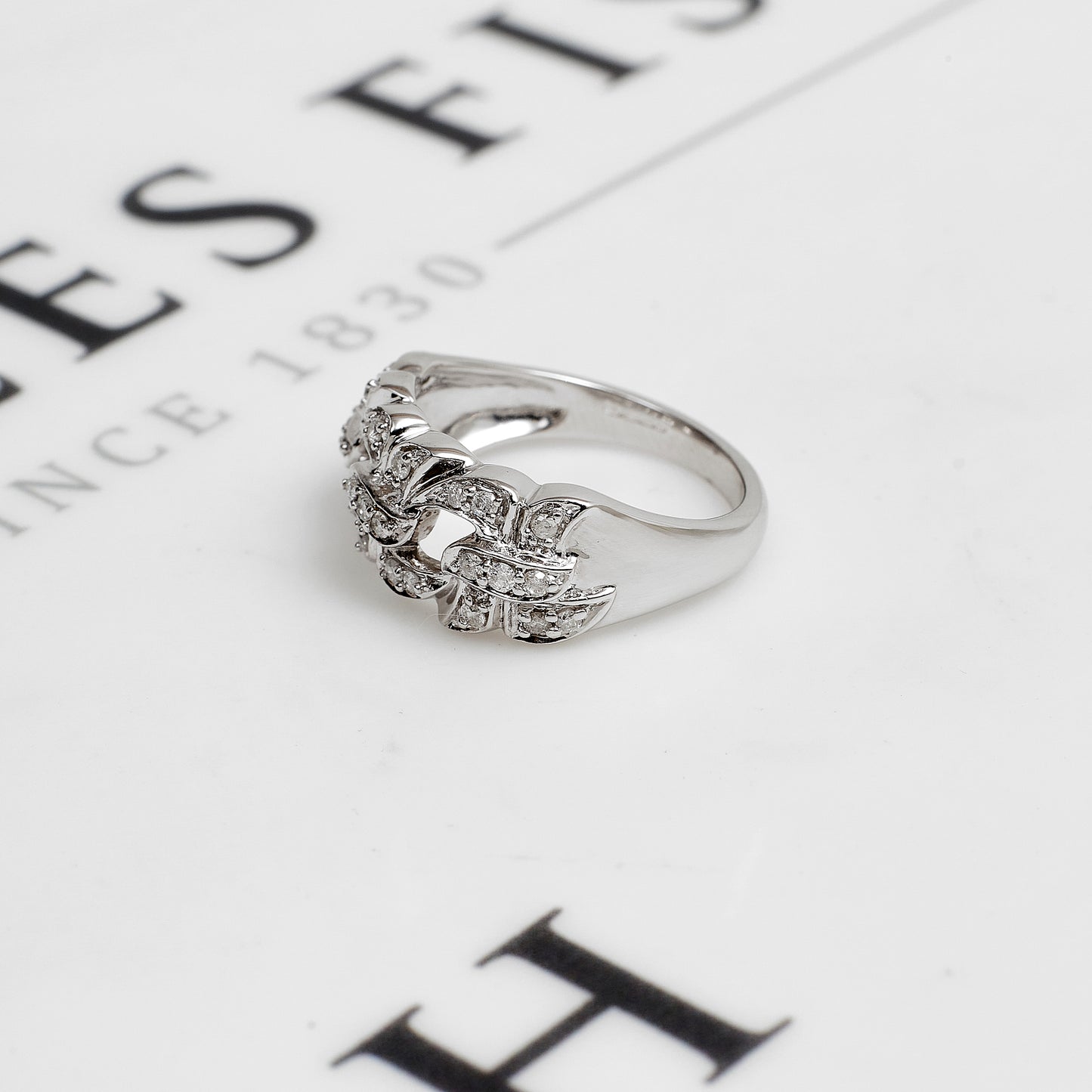 Pre-Owned 9ct White Gold Multi Diamond Dress Ring Size N