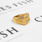 Pre-Owned 9ct Gold CZ Dollar Symbol Ring Size V.5