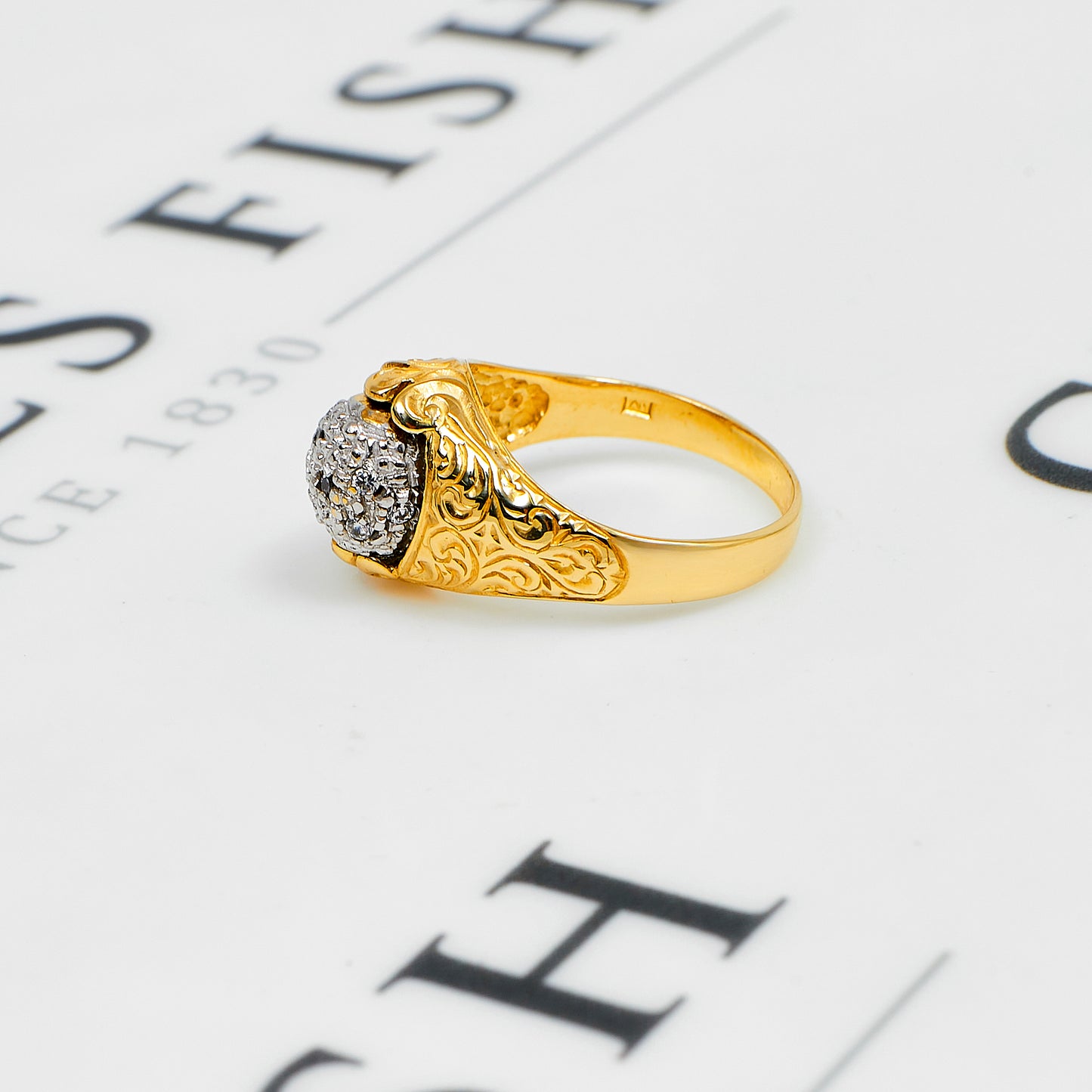 Pre-Owned 9ct Gold CZ Spinner Ball Fidget Ring Size R