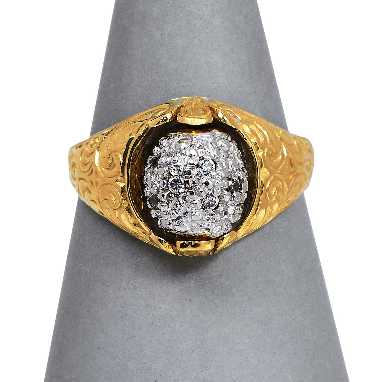 Pre-Owned 9ct Gold CZ Spinner Ball Fidget Ring Size R