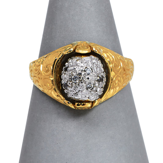 Pre-Owned 9ct Gold CZ Spinner Ball Fidget Ring Size R