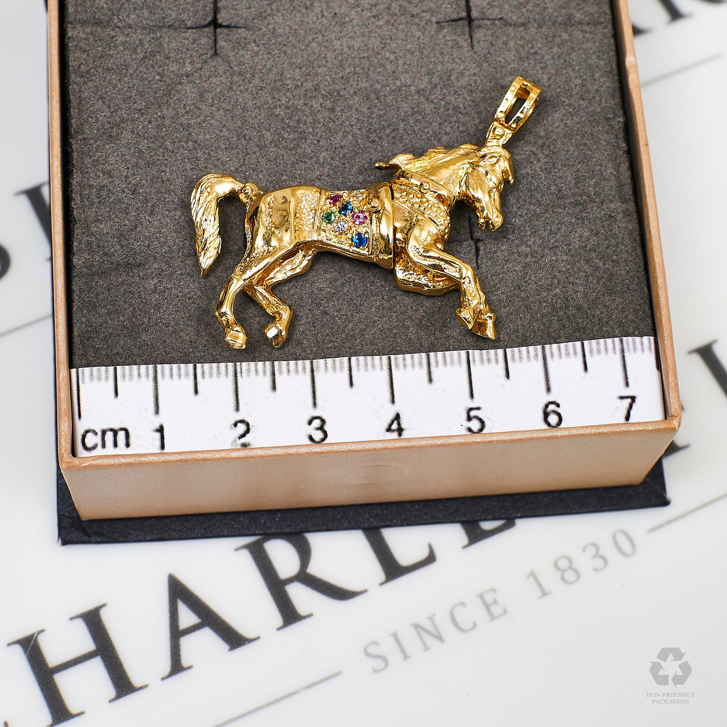 Pre-Owned 9ct Gold & Synthetic Stone Horse Pendant