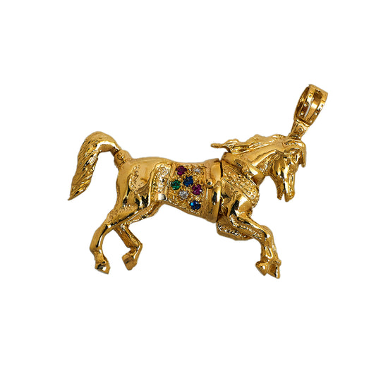 Pre-Owned 9ct Gold & Synthetic Stone Horse Pendant