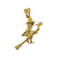 Pre-Owned 9ct Gold & Synthetic Stone Witch On Broom Pendant
