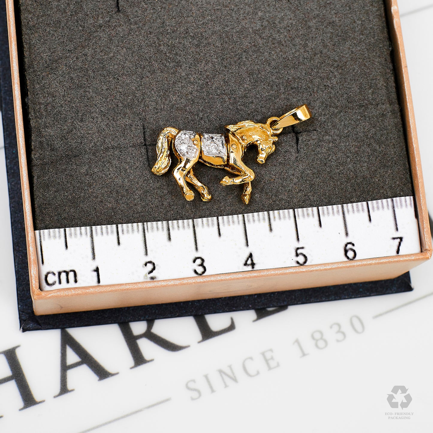 Pre-Owned 9ct Gold CZ Horse Pendant